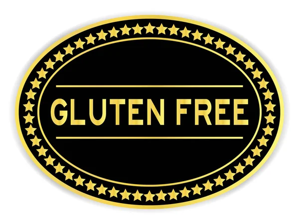 Gold oval label sticker with word gluten free on white background — Stock Vector