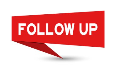 Beyaz arka plan üzerinde kelime takip ile kırmızı kağıt konuşma afiş 