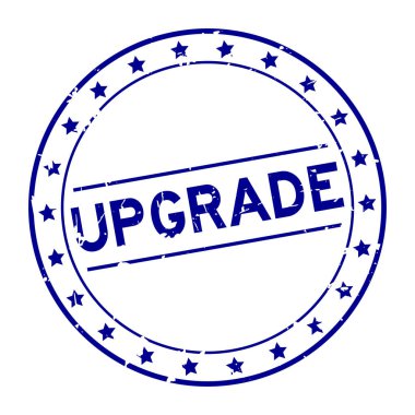 Beyaz arka plan üzerinde Grunge mavi yükseltme kelime yuvarlak kauçuk mühür damga