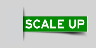 Word ölçeğinde etiket karesi yeşil etiket, gri arka plan altında ki eklemeyi (vektör)