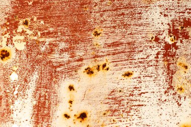 Beyaz metalik levha dokulu arka plan üzerinde Grunge kırmızı kahverengi pas