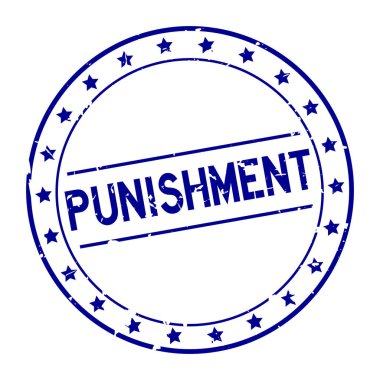 Beyaz arka plan üzerinde yıldız simgesi yuvarlak kauçuk mühür damgası ile Grunge mavi ceza kelime