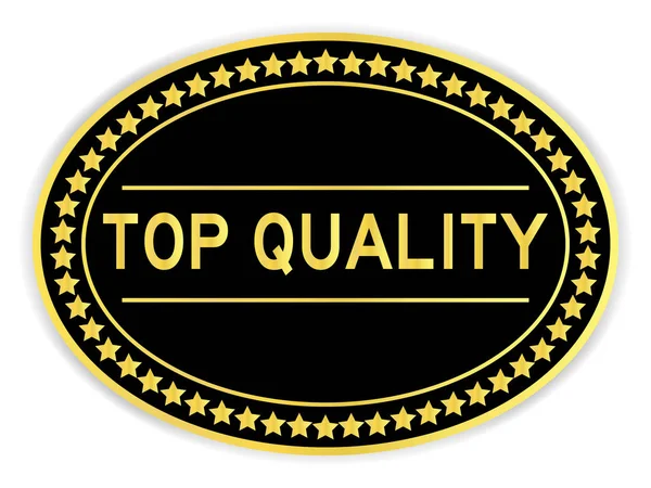 Adesivo etichetta ovale oro con parola di alta qualità su sfondo bianco — Vettoriale Stock