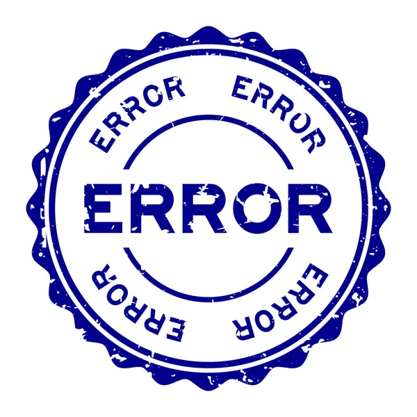 Grunge blue error word round rubber seal stamp auf weißem Hintergrund — Stockvektor