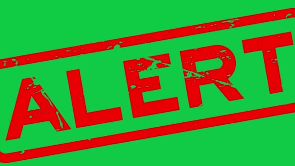 Grunge Rode Alert Vierkante Rubberzegel Stempel Groene Achtergrond — Stockvideo