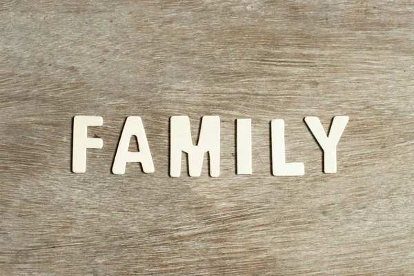 Alphabet Buchstabe in Wort Familie auf Holz Hintergrund — Stockfoto