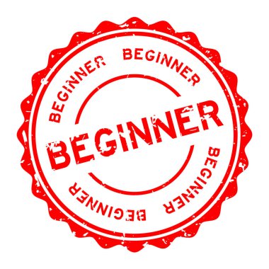 Beyaz arka plan üzerinde Grunge kırmızı acemi kelime yuvarlak kauçuk mühür damga