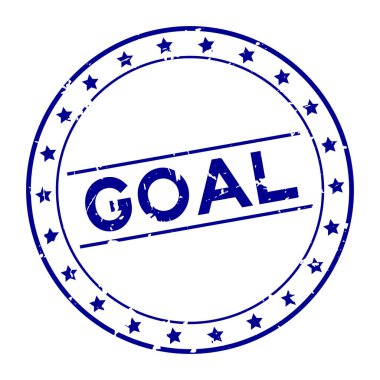 Beyaz arka plan üzerinde Grunge mavi gol kelime yuvarlak kauçuk mühür damga