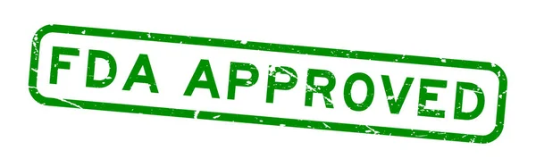 Grunge verde aprobado por la FDA palabra sello de goma cuadrada sello comercial — Vector de stock