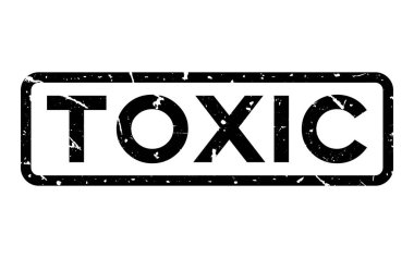 Beyaz arka plan üzerinde Grunge siyah toksik kelime kare kauçuk mühür damga