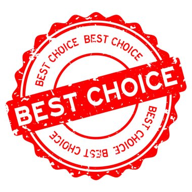 Beyaz arka plan üzerinde Grunge kırmızı en iyi seçim kelime yuvarlak kauçuk mühür damga