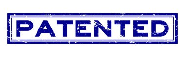 Beyaz arka plan üzerinde Grunge mavi patentli kelime kare kauçuk mühür damga