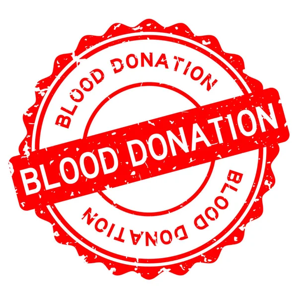 Palabra de donación de sangre roja Grunge sello de goma redonda sobre fondo blanco — Vector de stock
