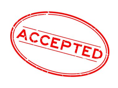 Grunge kırmızısı, beyaz arka planda oval lastik mühür kelimesini kabul etti.