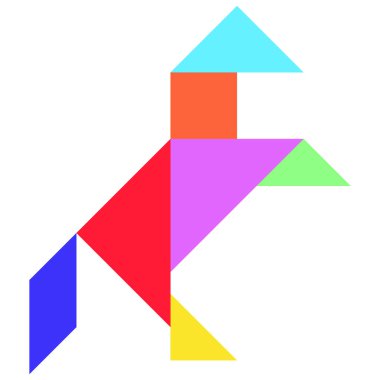 Beyaz arka planda at şeklinde tangram bulmaca (Vektör)