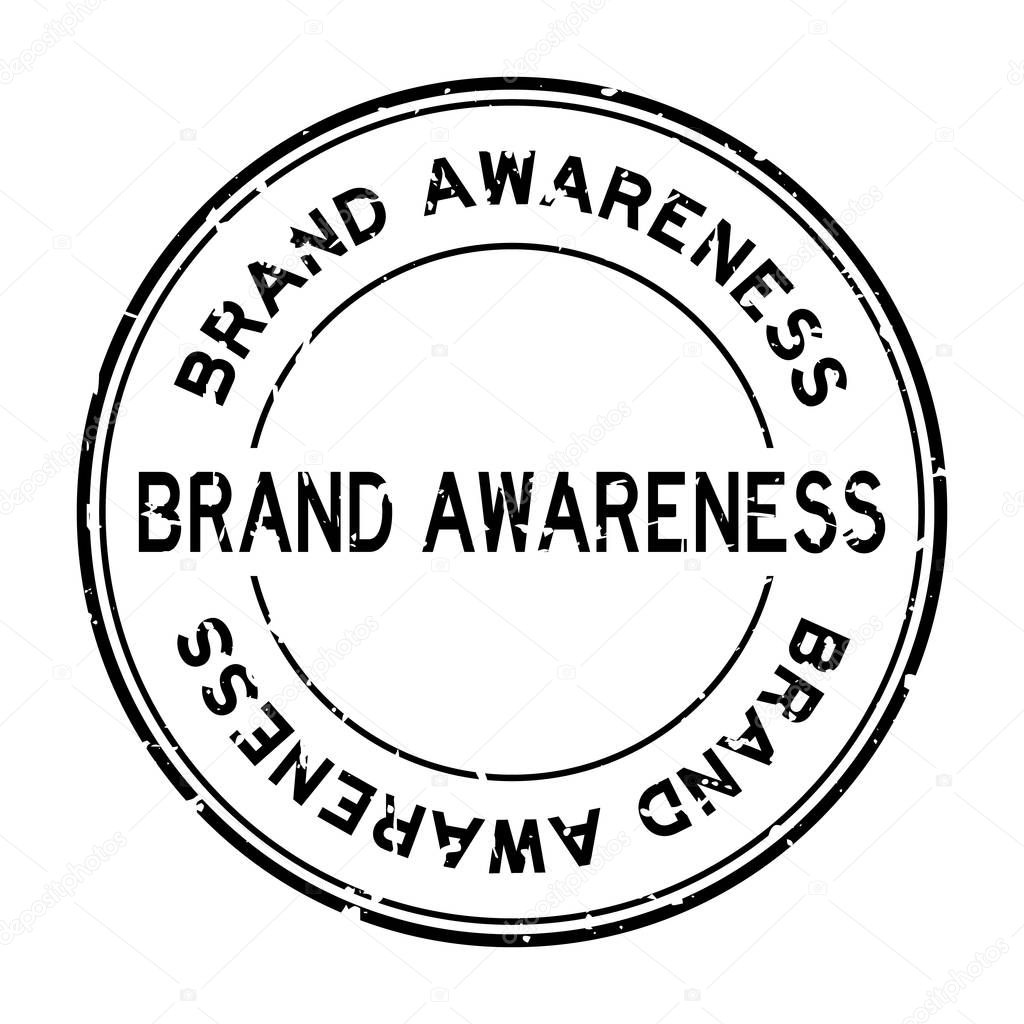Grunge black brand awareness word round rubber seal stamp on white background