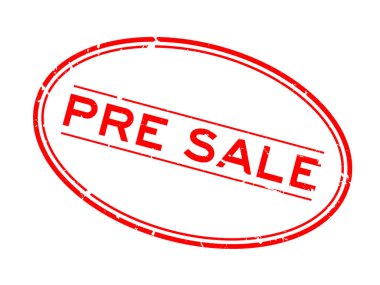 Beyaz arka plan üzerinde Grunge kırmızı ön satış kelime oval kauçuk mühür damga