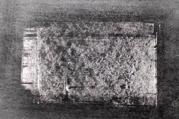 Grunge bílá křída umění štětec ve tvaru čtvercové čáry na černém deskovém pozadí. Prvek dekorace a designu — Stock fotografie