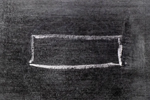 Білий крейдяний малюнок у квадратній або банерній формі на чорному кабані — стокове фото