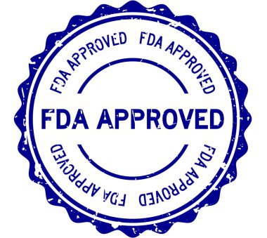 Grunge Blue Fda beyaz arka planda lastik mühür yazısını onayladı.