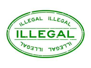 Grunge yeşil kelime oval lastik mühür beyaz arka planda