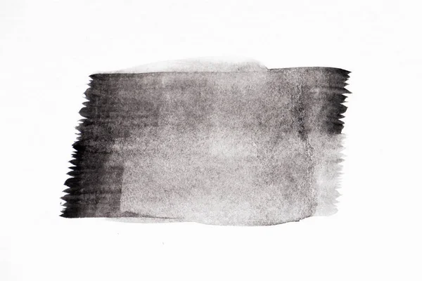 Schwarze Farbe Aquarell-Handzeichnung als Linienpinsel auf weißem Papierhintergrund — Stockfoto