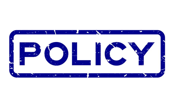 Grunge blue policy wording sello de goma cuadrado sobre fondo blanco — Archivo Imágenes Vectoriales