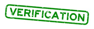Grunge yeşil doğrulama sözcüğü beyaz arkaplanda kare kauçuk mühür damgası