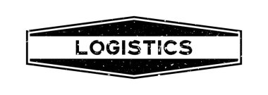 Grunge siyah lojistik kelime altıgen beyaz arka planda kauçuk mühür