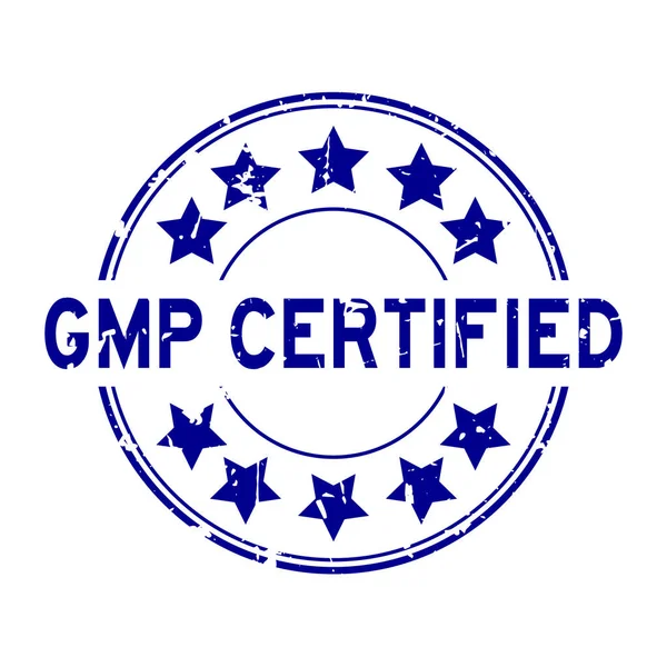 Grunge Palabra Certificada Gmp Azul Con Sello Goma Redonda Icono — Archivo Imágenes Vectoriales