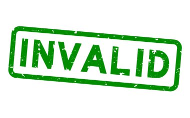 Grunge yeşil geçersiz sözcük kare kauçuk mühür beyaz arkaplanda