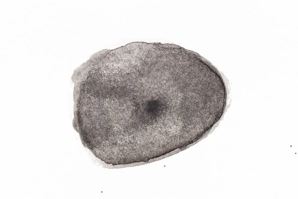Μαύρο Χρώμα Ακουαρέλα Handdrawing Στρογγυλό Πινέλο Πανό Λευκό Φόντο Χαρτί — Φωτογραφία Αρχείου