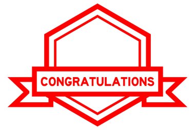 Klasik kırmızı renk altıgen etiket pankartı. Beyaz arka plan için tebrik ederim.