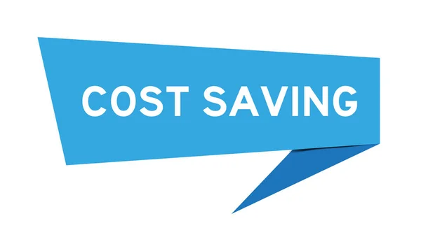 Banner Discurso Papel Azul Con Ahorro Costos Palabra Sobre Fondo — Archivo Imágenes Vectoriales