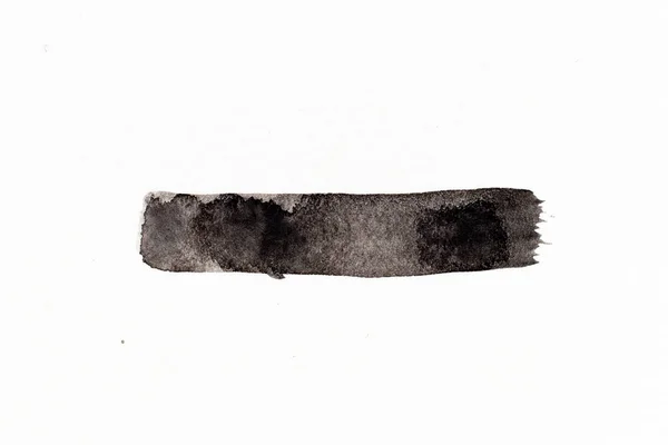 Μαύρο Χρώμα Ακουαρέλα Handdrawing Πινέλο Γραμμή Λευκό Φόντο Χαρτί — Φωτογραφία Αρχείου