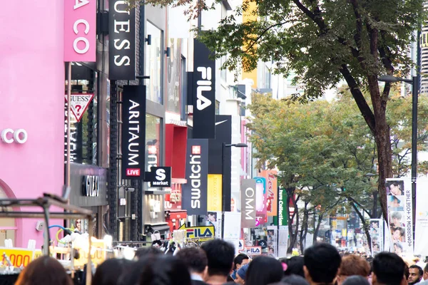 Seúl Corea Del Sur Oct 2019 Caminata Viajeros Identificados Las — Foto de Stock