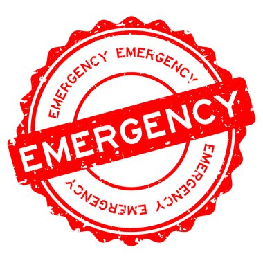 Grunge kırmızı kusturucu kelime yuvarlak lastik mühür beyaz arka planda