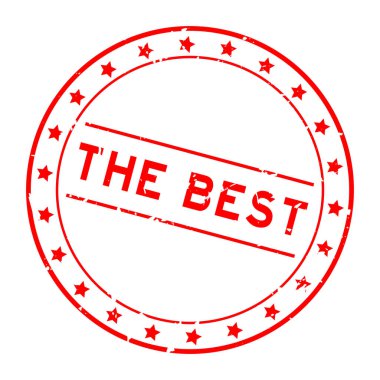 Grunge kırmızısı beyaz arkaplanda en iyi yuvarlak lastik mühür.