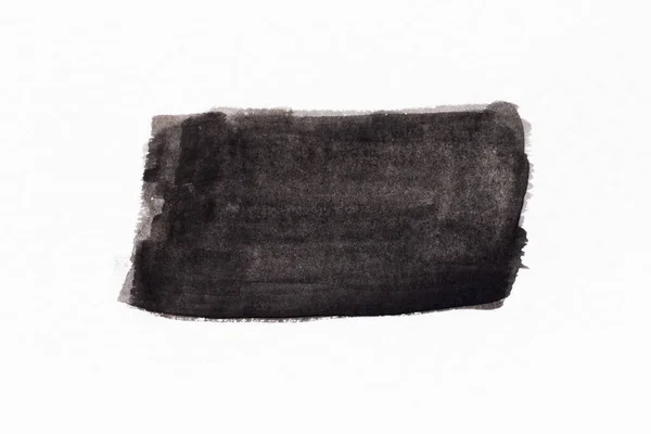 Schwarze Farbe Aquarellzeichnung Quadratischer Linienpinselform Auf Weißem Papierhintergrund — Stockfoto