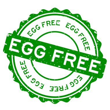 Grunge yeşil yumurtasız kelime yuvarlak lastik mühür beyaz arka planda