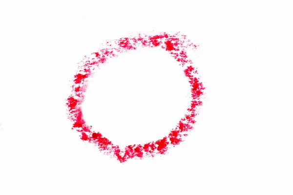 Rode Kleur Olie Pastel Tekening Cirkel Ronde Vorm Witte Papieren — Stockfoto