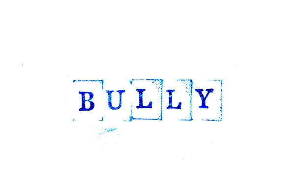 Blue Ink Rubber Stamp Word Bully White Paper Background — Stock Photo, Image