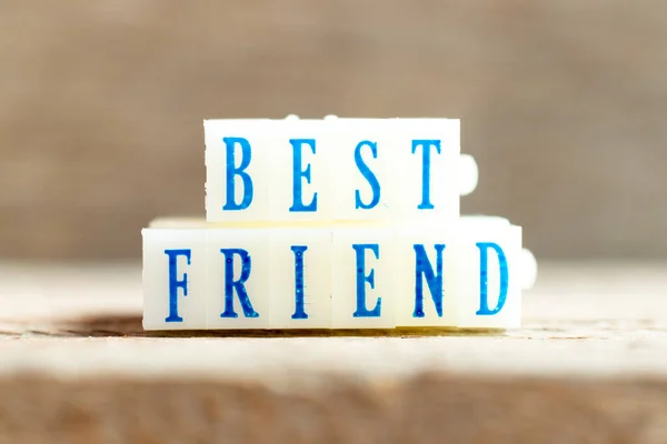 Letter Block Blue Color Word Best Friend Wood Background — Stock Photo, Image