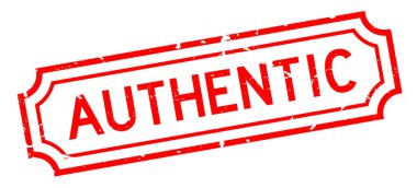 Grunge kırmızı otantik kelime beyaz arka planda lastik mühür