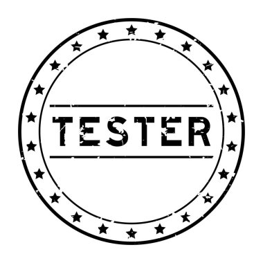 Grunge siyah test sözcüğü beyaz arka planda lastik mühür damgası