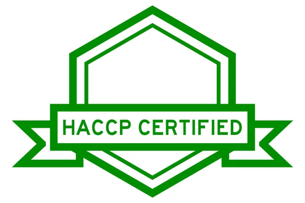 Banner Etiqueta Vintage Hexagonal Color Verde Con Palabra Haccp Hazard — Archivo Imágenes Vectoriales