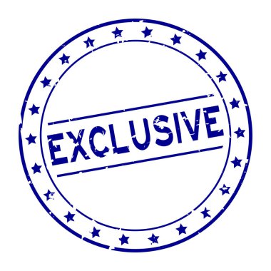 Grunge mavi özel kelime yuvarlak lastik mühür beyaz arka plan