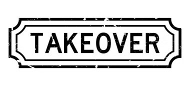 Grunge siyah devralma sözcüğü beyaz arka planda lastik mühür damgası