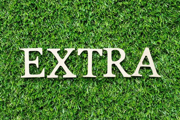 Holz Alphabet Buchstabe Wort Extra Auf Grünem Gras Hintergrund — Stockfoto