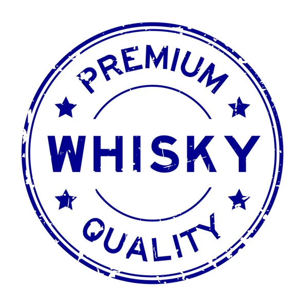 Grunge Kék Prémium Minőségű Whisky Szó Kerek Gumi Pecsét Fehér — Stock Vector
